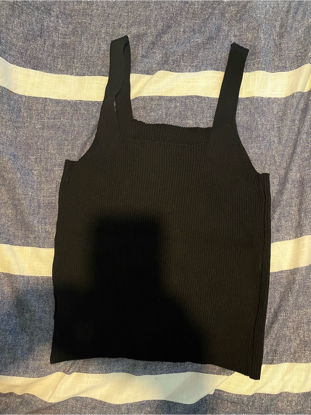SHEIN Black Ribbed Square-Neck Tank